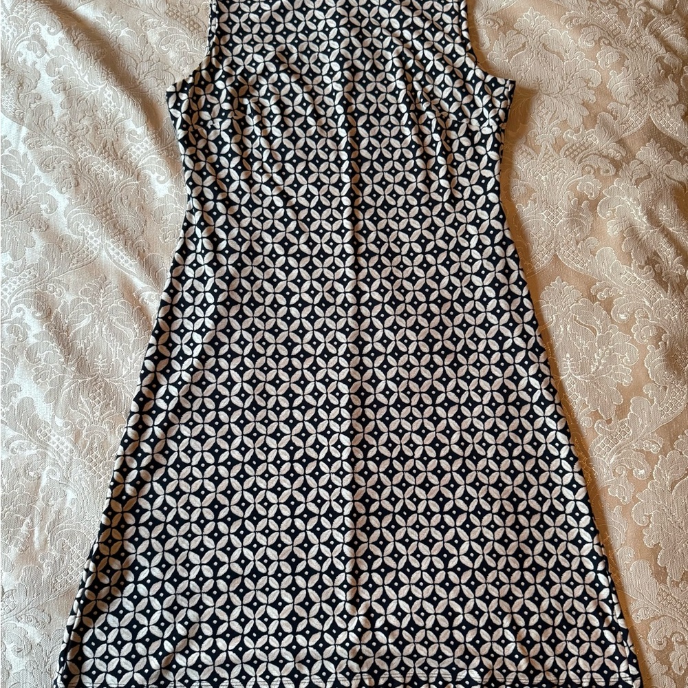 Tommy Hilfiger Black and White Geometric Midi Dress